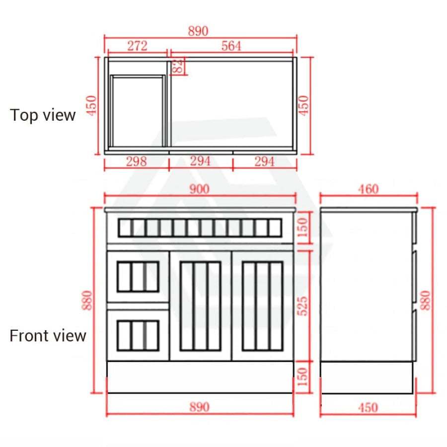 600/750/900/1200/1500Mm Hampton Freestanding With Kickboard Vanity Pvc Board Matt Black Linear