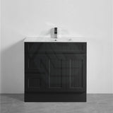 600/750/900/1200/1500Mm Hampton Freestanding With Kickboard Vanity Pvc Board Matt Black Linear