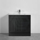 600/750/900/1200/1500Mm Hampton Freestanding With Kickboard Vanity Pvc Board Matt Black Linear