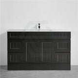 600/750/900/1200/1500Mm Hampton Freestanding With Kickboard Vanity Pvc Board Matt Black Linear