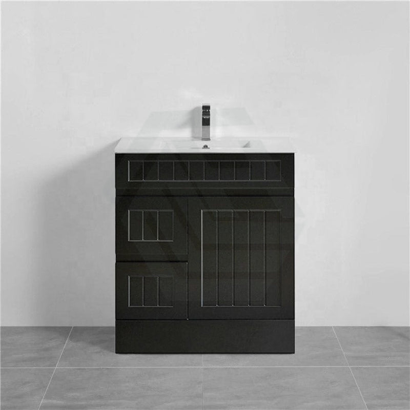 600/750/900/1200/1500Mm Hampton Freestanding With Kickboard Vanity Pvc Board Matt Black Linear