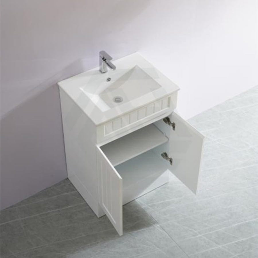 600/750/900/1200/1500Mm Hampton Freestanding With Kickboard Vanity Pvc Board Matt White Linear