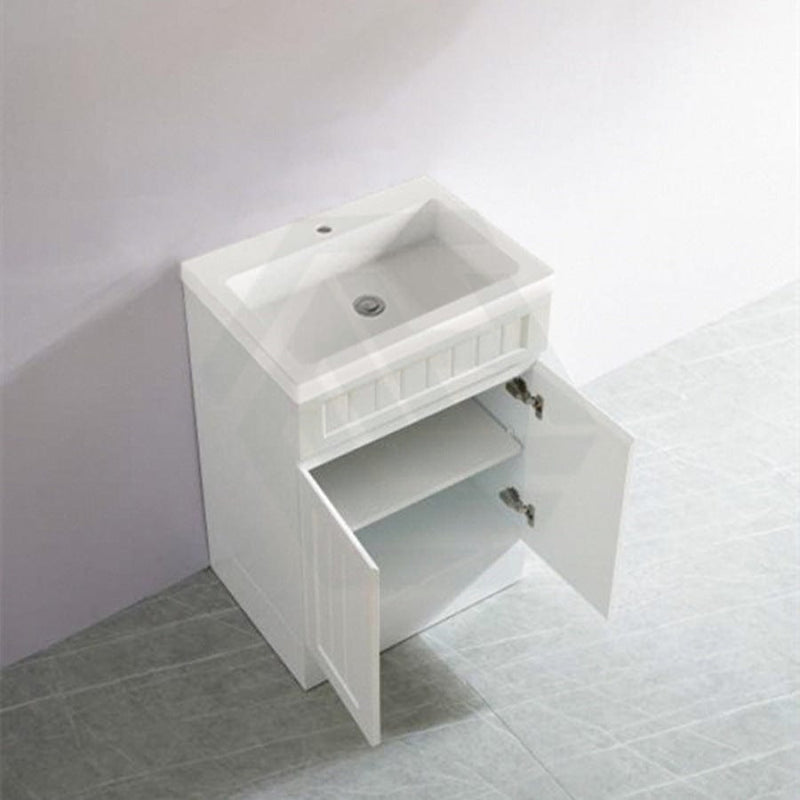 600/750/900/1200/1500Mm Hampton Freestanding With Kickboard Vanity Pvc Board Matt White Linear