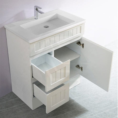 600/750/900/1200/1500Mm Hampton Freestanding With Kickboard Vanity Pvc Board Matt White Linear