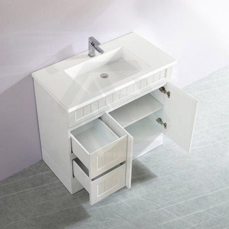 600/750/900/1200/1500Mm Hampton Freestanding With Kickboard Vanity Pvc Board Matt White Linear