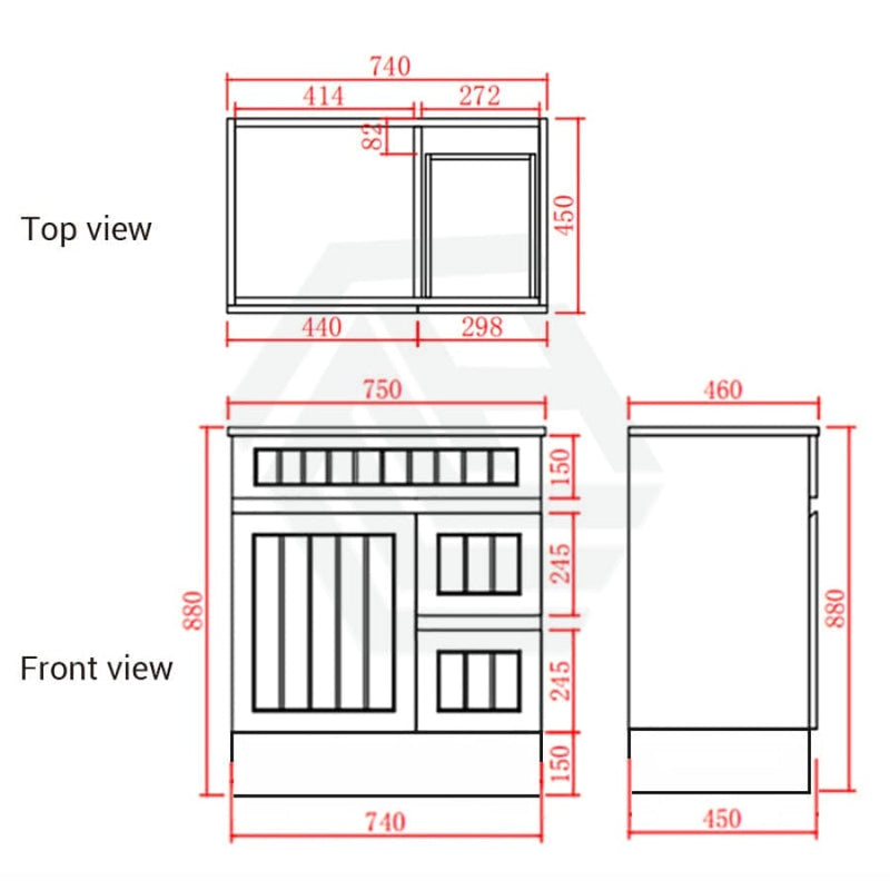 600/750/900/1200/1500Mm Hampton Freestanding With Kickboard Vanity Pvc Board Matt White Linear