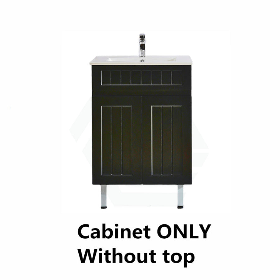 600Mm Hampton Freestanding Vanity Pvc Board Matt Black Linear Surface Cabinet Only Without Top