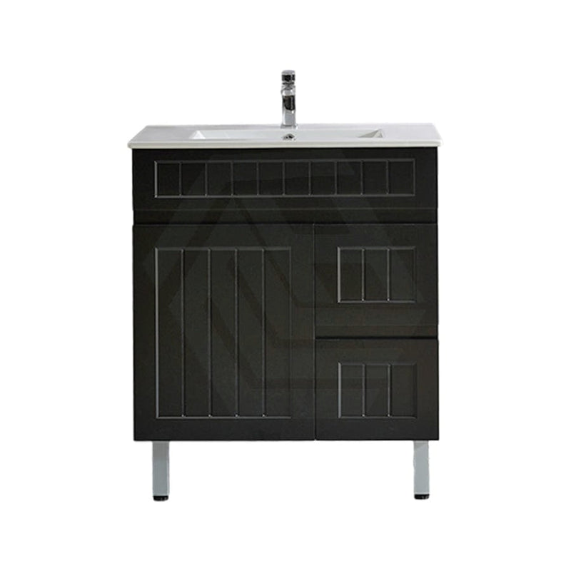 600/750/900/1200/1500Mm Hampton Freestanding With Legs Vanity Pvc Board Matt Black Linear Surface