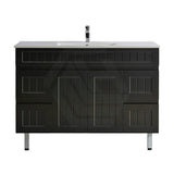 600/750/900/1200/1500Mm Hampton Freestanding With Legs Vanity Pvc Board Matt Black Linear Surface