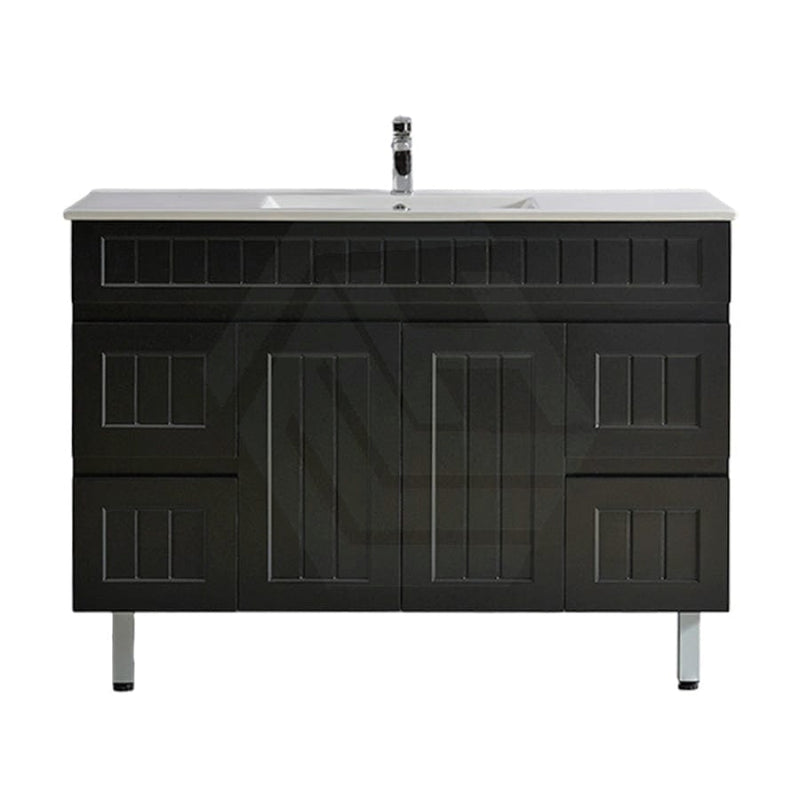 600/750/900/1200/1500Mm Hampton Freestanding With Legs Vanity Pvc Board Matt Black Linear Surface