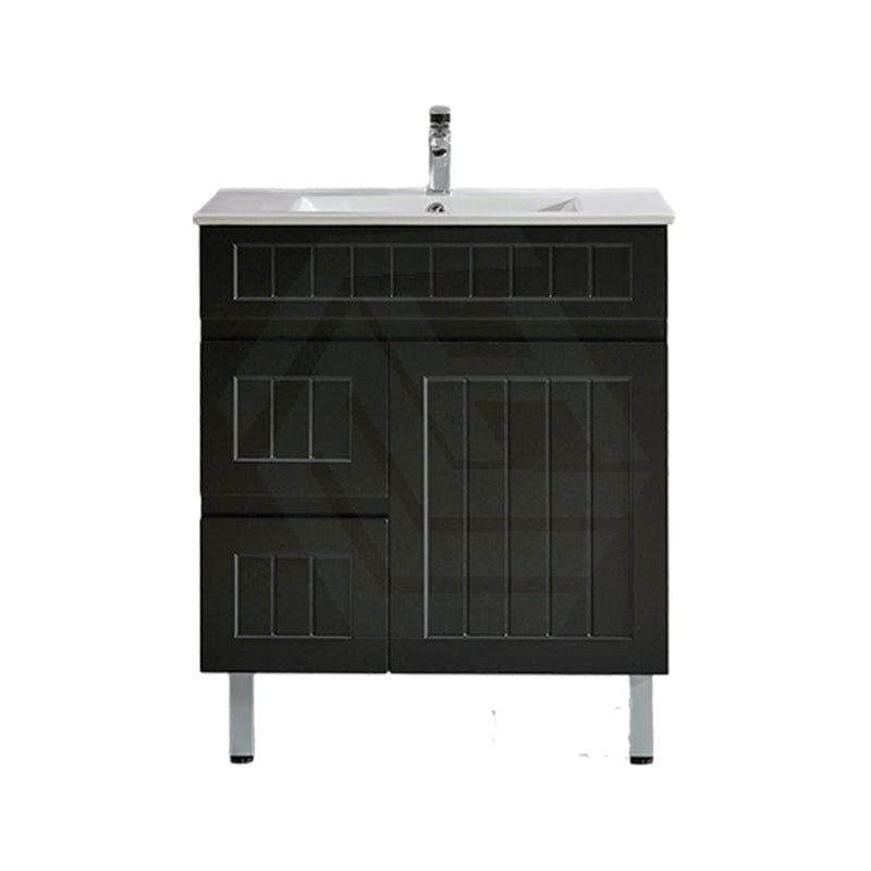 600/750/900/1200/1500Mm Hampton Freestanding With Legs Vanity Pvc Board Matt Black Linear Surface