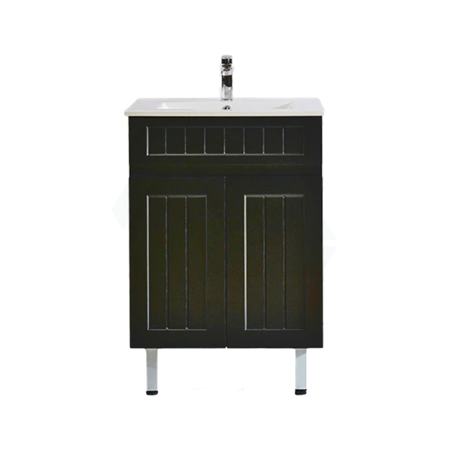 600Mm Hampton Freestanding Vanity Pvc Board Matt Black Linear Surface