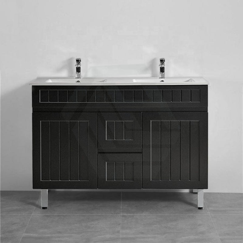 600/750/900/1200/1500Mm Hampton Freestanding With Legs Vanity Pvc Board Matt Black Linear Surface