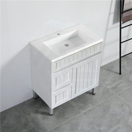 600/750/900/1200/1500Mm Hampton Freestanding With Legs Vanity Pvc Board Matt White Linear Surface