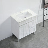 600/750/900/1200/1500Mm Hampton Freestanding With Legs Vanity Pvc Board Matt White Linear Surface