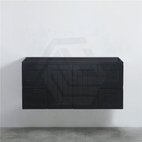 600/750/900/1200/1500Mm Hampton Wall Hung Vanity Pvc Board Matt Black Linear Surface Vanities