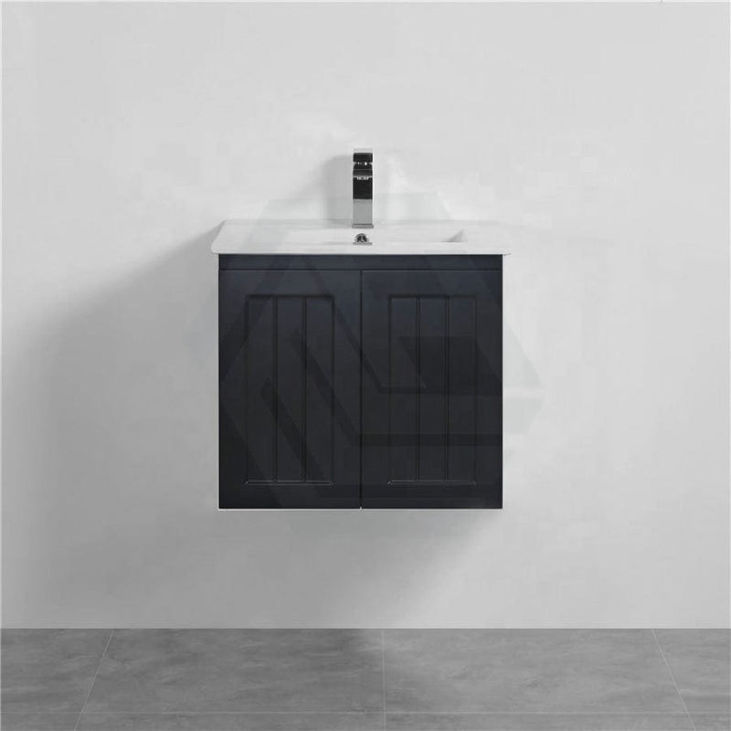 600/750/900/1200/1500Mm Hampton Wall Hung Vanity Pvc Board Matt Black Linear Surface Vanities