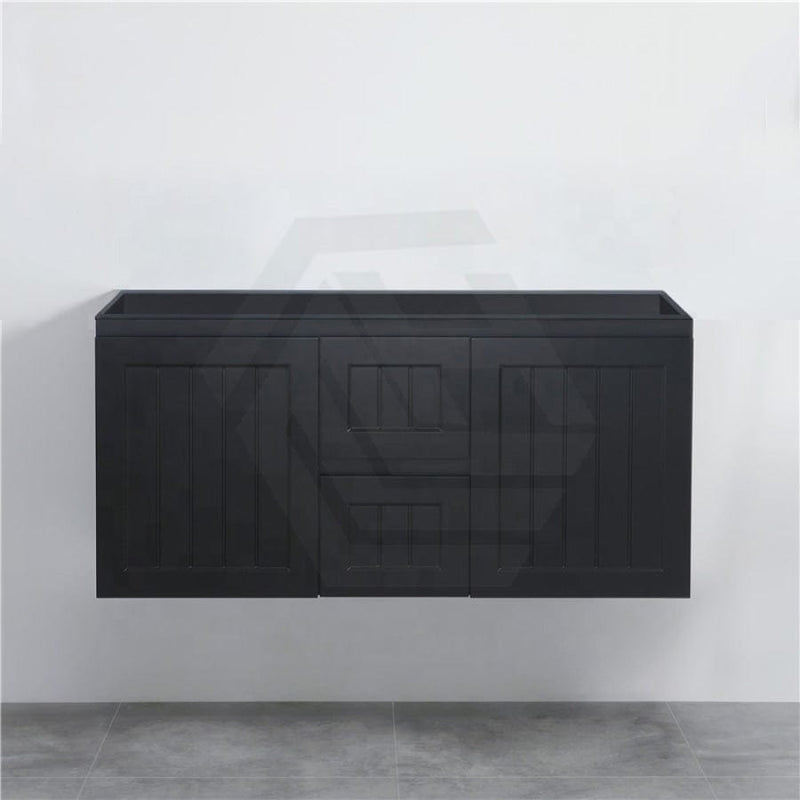 600/750/900/1200/1500Mm Hampton Wall Hung Vanity Pvc Board Matt Black Linear Surface Vanities