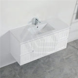 600/750/900/1200/1500Mm Hampton Wall Hung Vanity Pvc Board Matt White Linear Surface Vanities