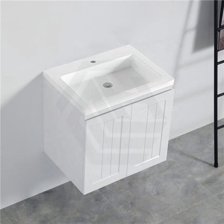 600/750/900/1200/1500Mm Hampton Wall Hung Vanity Pvc Board Matt White Linear Surface Vanities