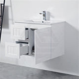 600/750/900/1200/1500Mm Hampton Wall Hung Vanity Pvc Board Matt White Linear Surface Vanities