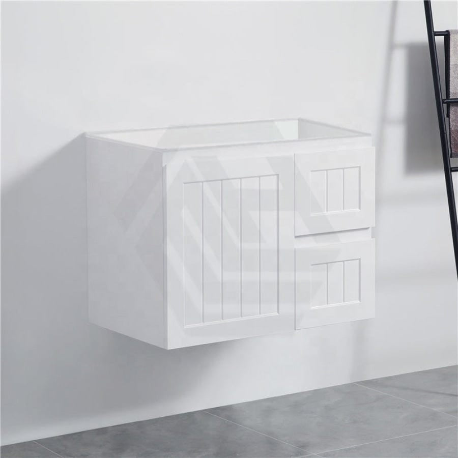 600/750/900/1200/1500Mm Hampton Wall Hung Vanity Pvc Board Matt White Linear Surface Vanities