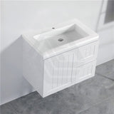 600/750/900/1200/1500Mm Hampton Wall Hung Vanity Pvc Board Matt White Linear Surface Vanities