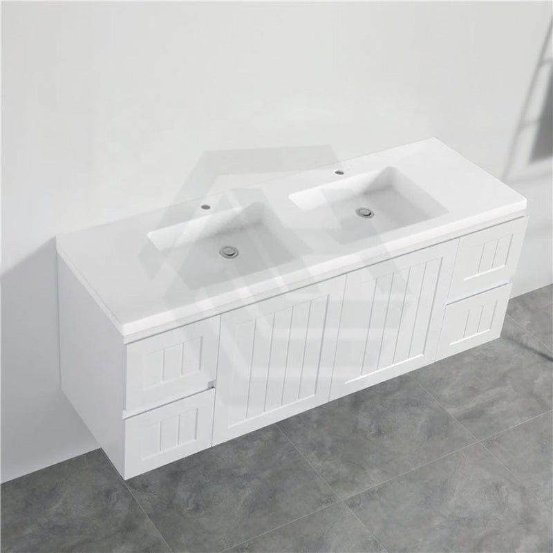 600/750/900/1200/1500Mm Hampton Wall Hung Vanity Pvc Board Matt White Linear Surface Vanities