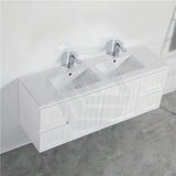 600/750/900/1200/1500Mm Hampton Wall Hung Vanity Pvc Board Matt White Linear Surface Vanities