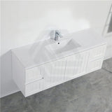 600/750/900/1200/1500Mm Hampton Wall Hung Vanity Pvc Board Matt White Linear Surface Vanities