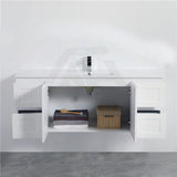 600/750/900/1200/1500Mm Hampton Wall Hung Vanity Pvc Board Matt White Linear Surface Vanities