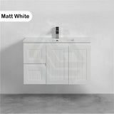 600/750/900/1200/1500Mm Hampton Wall Hung Vanity Pvc Board Matt White Linear Surface Vanities