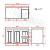 600/750/900/1200/1500Mm Hampton Wall Hung Vanity Pvc Board Matt Black Linear Surface 900Mm - Right