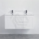 600/750/900/1200/1500Mm Hampton Wall Hung Vanity Pvc Board Matt White Linear Surface Vanities