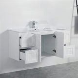 600/750/900/1200/1500Mm Hampton Wall Hung Vanity Pvc Board Matt White Linear Surface Vanities