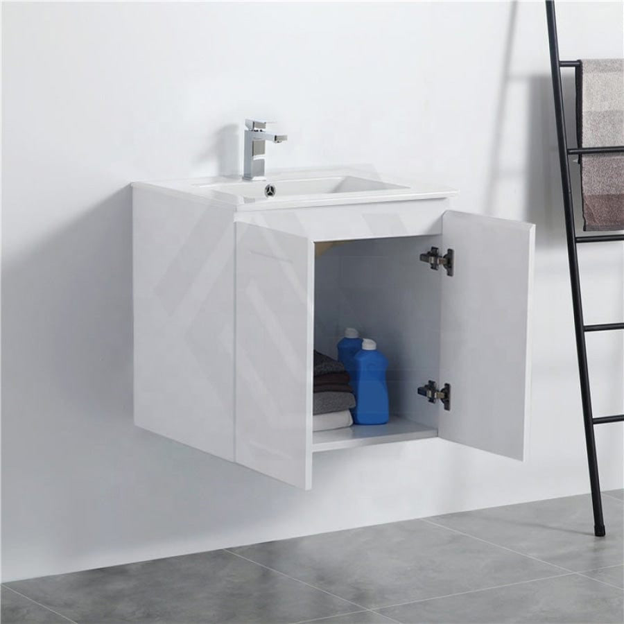 600/750/900/1200/1500Mm Hampton Wall Hung Vanity Pvc Board Matt White Linear Surface Vanities