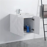 600/750/900/1200/1500Mm Hampton Wall Hung Vanity Pvc Board Matt White Linear Surface Vanities