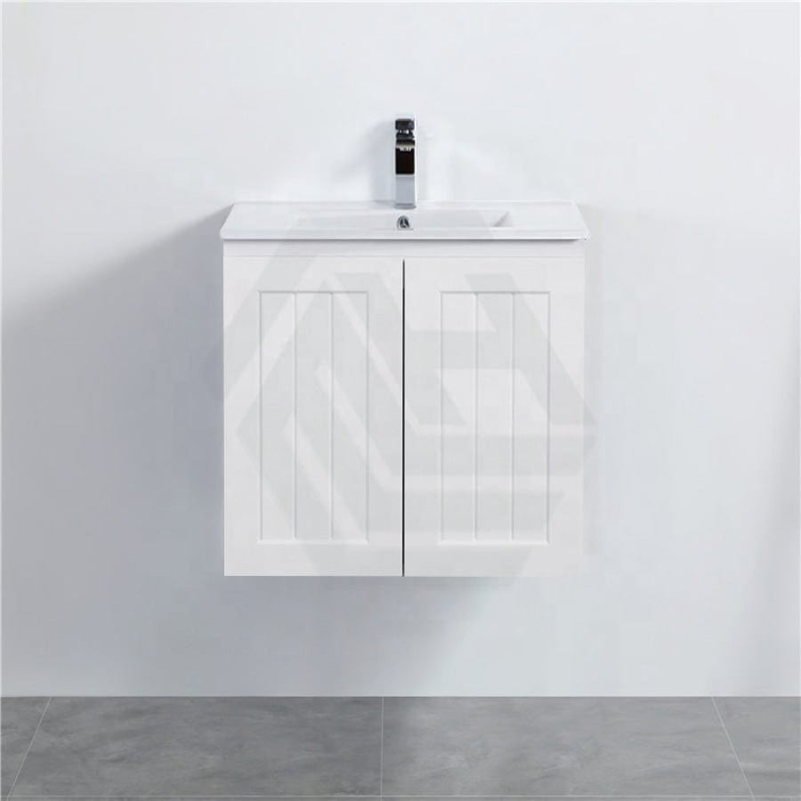 600/750/900/1200/1500Mm Hampton Wall Hung Vanity Pvc Board Matt White Linear Surface Vanities