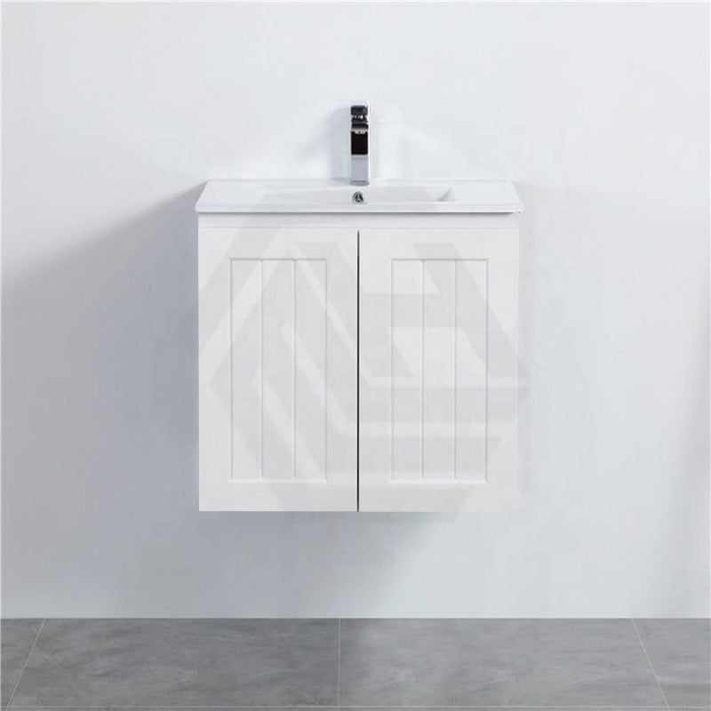 600/750/900/1200/1500Mm Hampton Wall Hung Vanity Pvc Board Matt White Linear Surface Vanities