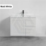 600/750/900/1200/1500Mm Hampton Wall Hung Vanity Pvc Board Matt White Linear Surface Vanities