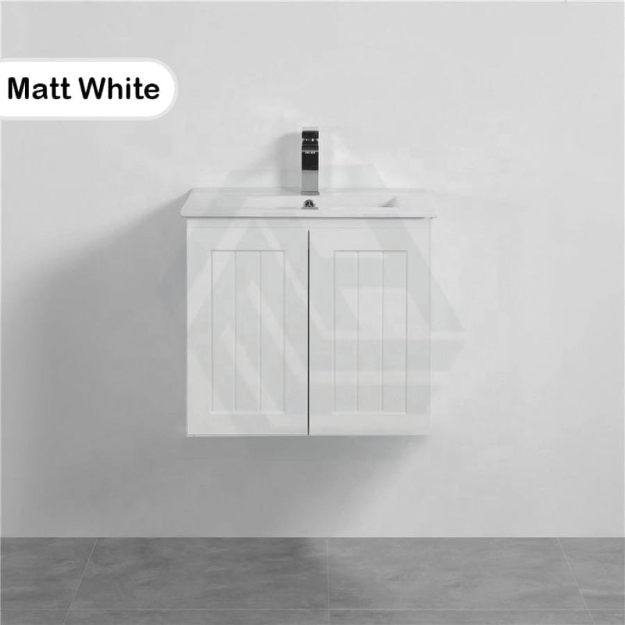 600/750/900/1200/1500Mm Hampton Wall Hung Vanity Pvc Board Matt White Linear Surface Vanities