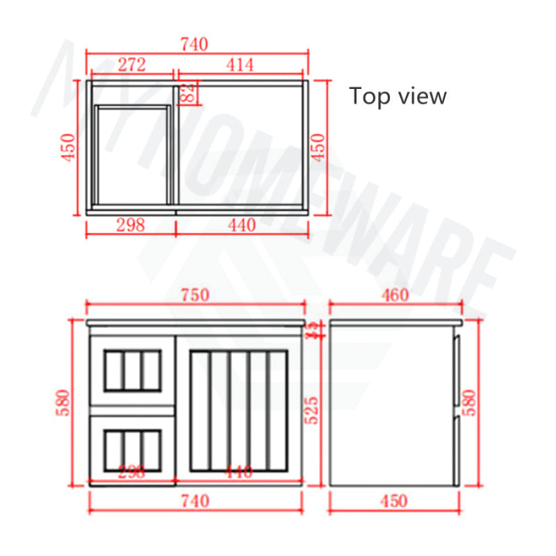 600/750/900/1200/1500Mm Hampton Wall Hung Vanity Pvc Board Matt Black Linear Surface 750Mm - Left