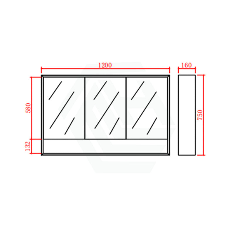 600/750/900/1200/1500mm Shaving Cabinet With Mirror PVC Board Wall Hung Storage Matt Black