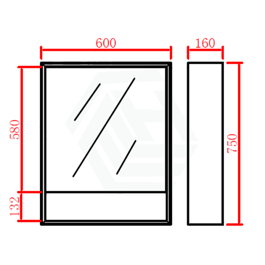 600/750/900/1200/1500mm Shaving Cabinet With Mirror PVC Board Wall Hung Storage Matt Black