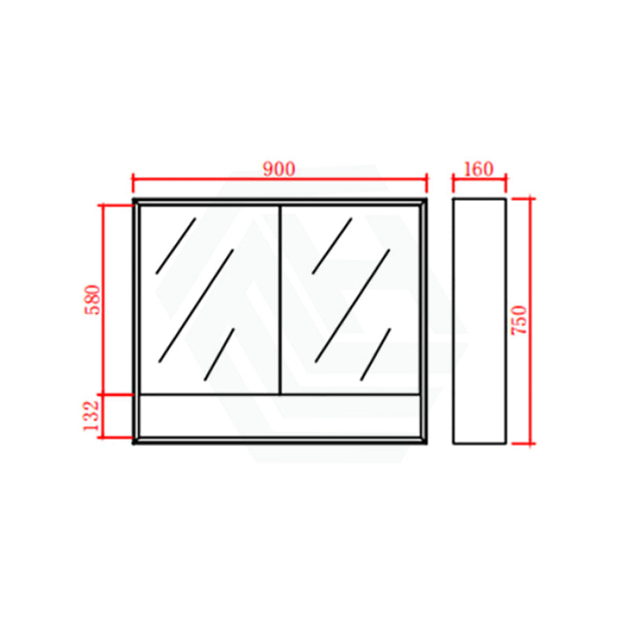 600/750/900/1200/1500mm Shaving Cabinet With Mirror PVC Board Wall Hung Storage Matt Black