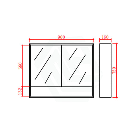 600/750/900/1200/1500mm Shaving Cabinet With Mirror PVC Board Wall Hung Storage Matt Black