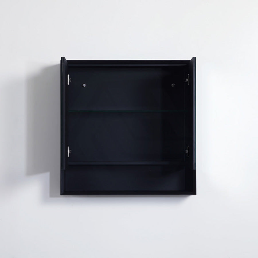 600/750/900/1200/1500Mm Petra Shaving Cabinet With Mirror Pvc Board Wall Hung Storage Matt Black