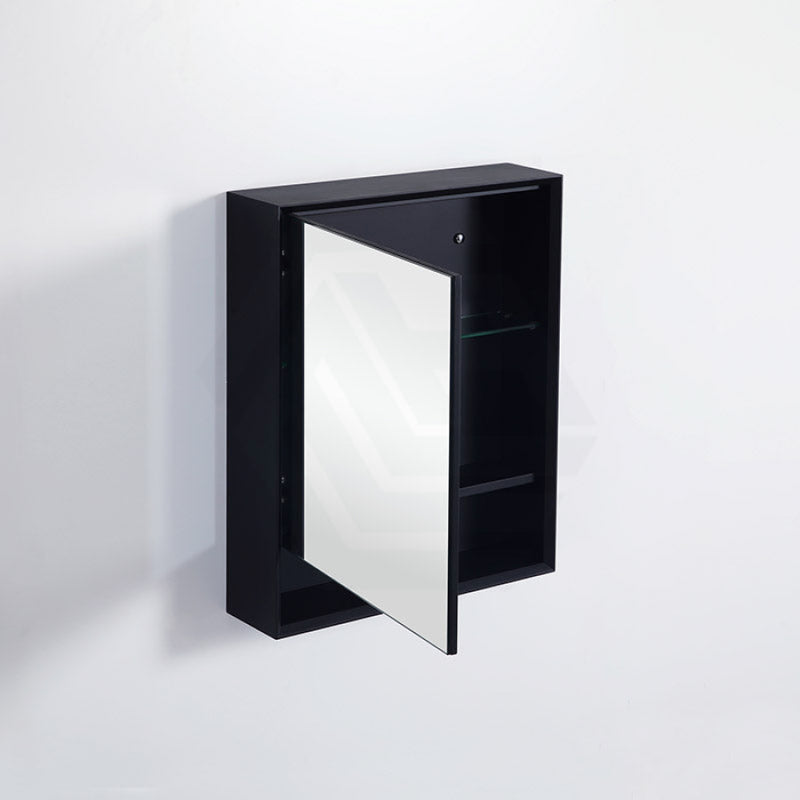 600/750/900/1200/1500Mm Petra Shaving Cabinet With Mirror Pvc Board Wall Hung Storage Matt Black