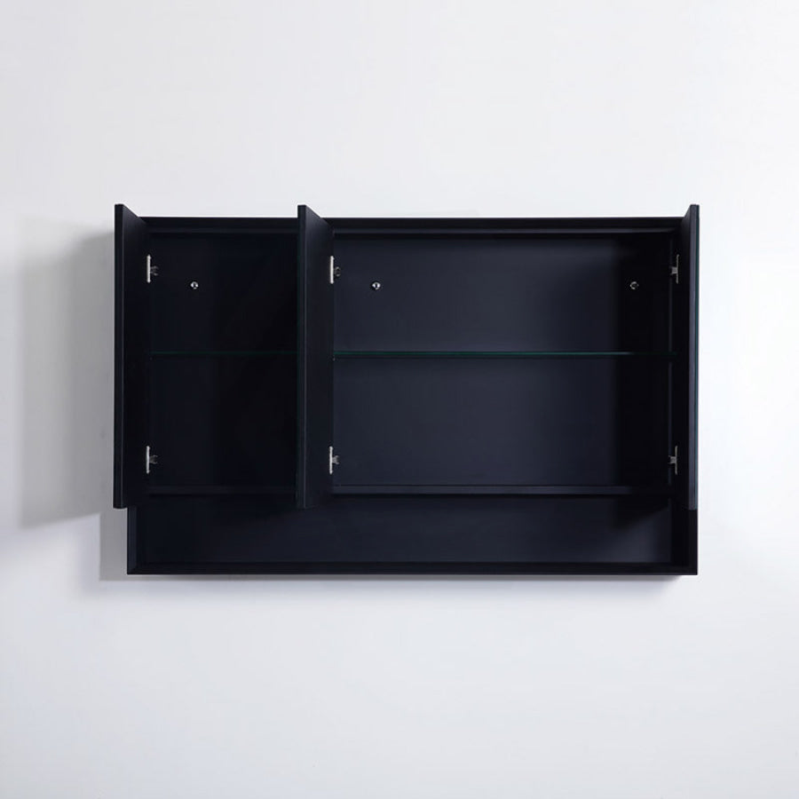 600/750/900/1200/1500Mm Petra Shaving Cabinet With Mirror Pvc Board Wall Hung Storage Matt Black