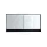 600/750/900/1200/1500Mm Petra Shaving Cabinet With Mirror Pvc Board Wall Hung Storage Matt Black